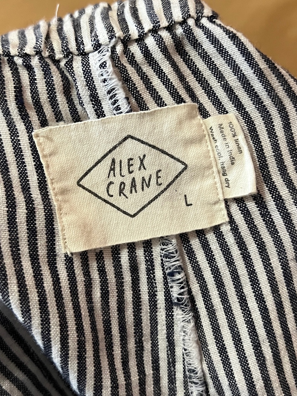 Alex Crane | Men's Linen Bo Shorts Lines Stripe Pull-On Shorts Size L - Picture 3 of 7